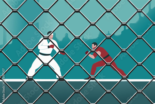 -close-up-of-octagon-fence-pattern-with-blurred-fi.eps