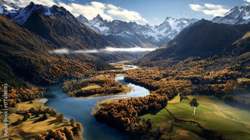 Serene mountain landscape view reflecting the beauty of the Indian summer season.