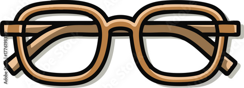 A simple illustration of a pair of brown framed eyeglasses