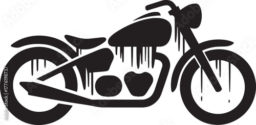 Classic Motorcycle Silhouette Dripping Paint Effect Chopper Cruiser Vehicle Vector