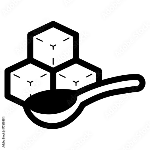 sugar cubes stack with spoon icon