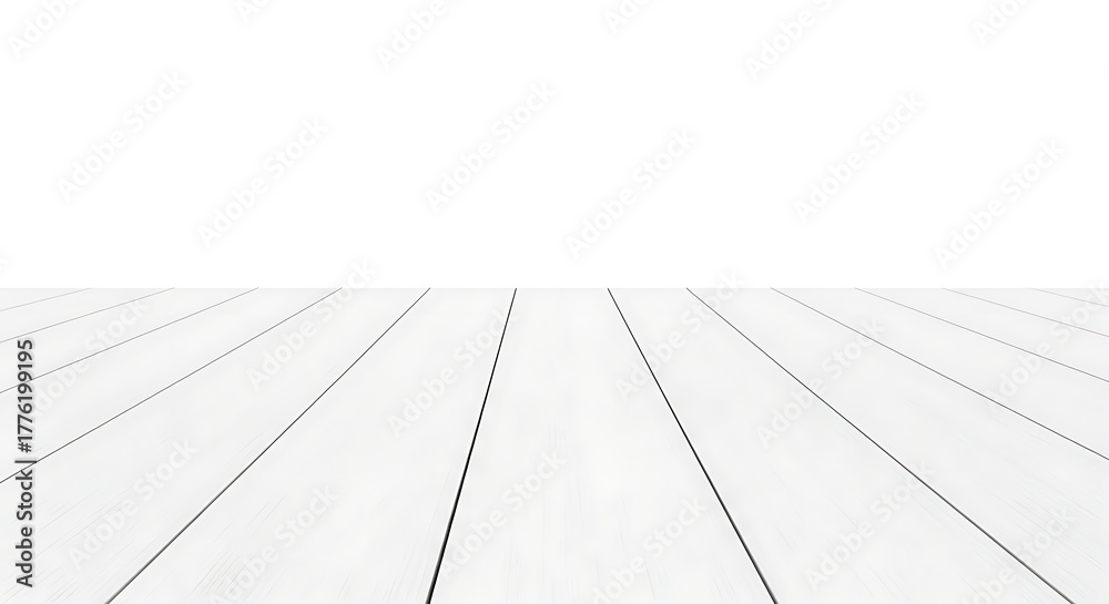 Fototapeta premium Minimalistic white plank wooden surface with perspective view background template