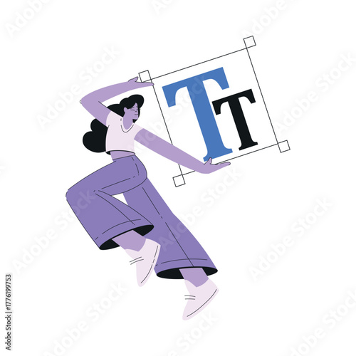 Woman Work with Text Editing and Writing Article Vector Illustration