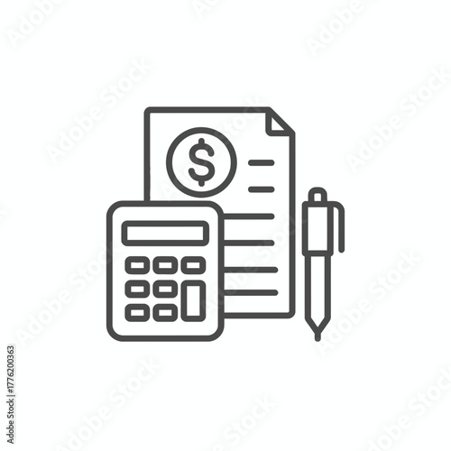 Financial Calculator and Document icon. Finance and Accounting concept. Business icon