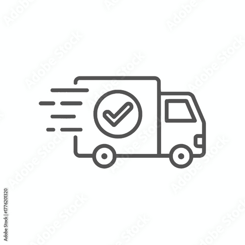 Delivery truck icon with checkmark, symbolizing successful shipping and logistics services