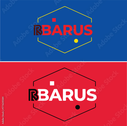 Modern Minimalist Geometric BARUS Logo Design in Blue  and red  Logo.eps