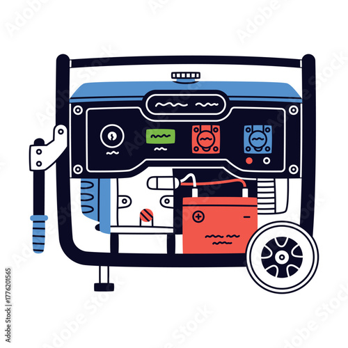 Diesel Generator Machine as Petrol Tool Vector Illustration