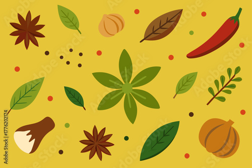 Spices And Herbs Texture Background