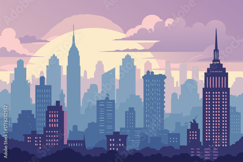 Cityscape veiled in a translucent, glowing atmospheric phenomenon.