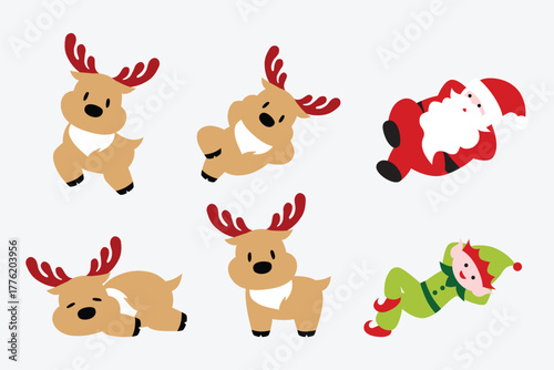 Christmas Santa, elf and reindeer - relaxing