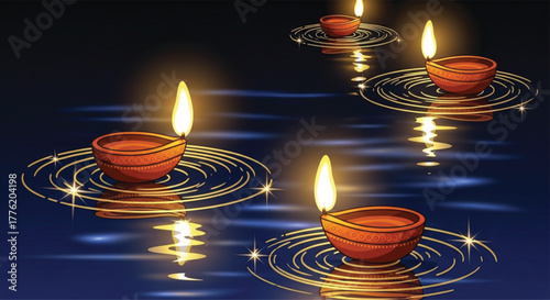 diwali diya in water