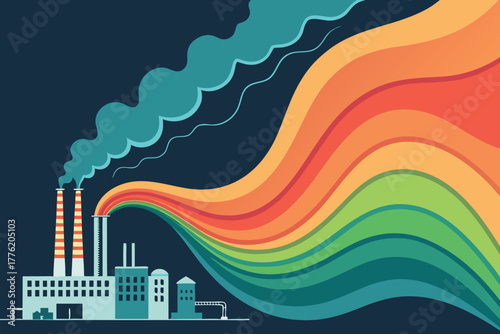 Factory emission as vibrant, abstract data visualization.