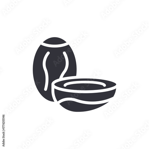 Tropical Coconut Fruit Open Slice Design Icon