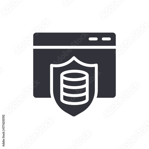 Secured Website Database Shield Icon Safe Digital Data