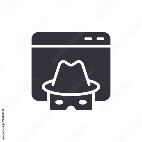 Web Security Hacker With Mask And Hat Icon Graphic