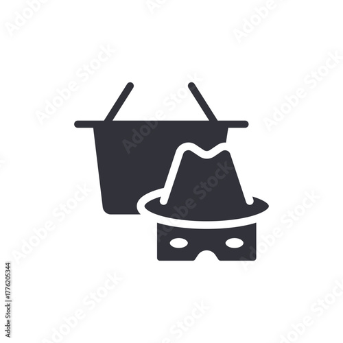 Online Theft Concept Shopping Basket And Hacker Icon