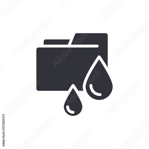 Data Leakage With Water Droplet And Folder Icon Symbol