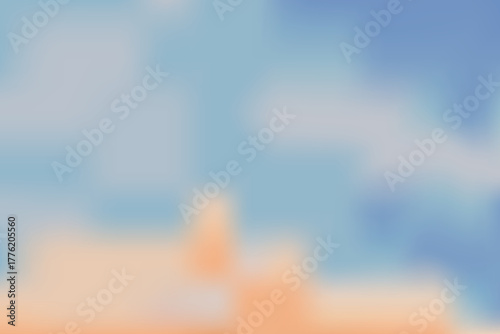 Nude soft sky abstract neutral gradient background. Fluffy cloud vibrant pastel sunset. Blurred light and pale backdrop.