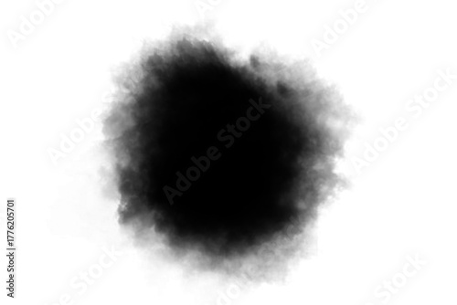 Abstract black ink or smoke cloud on a transparent background.