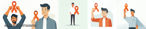 vector of a man holding an orange ribbon