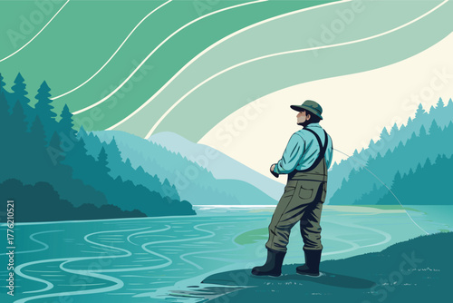-river-fisherman-wearing-waders-standing-midstream.eps