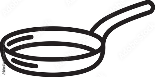 Frying pan vector icon in a clean outline style representing kitchen cooking utensils