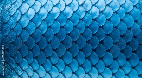 Detailed Blue Fish Scales Texture - A Captivating Aquatic Pattern.