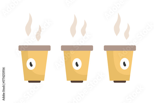 Hot drink. Beverage menu. Coffee packaging. Chocolate drink. Delivery drink.