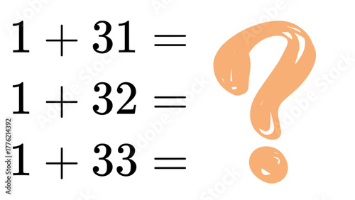Math problems addition equations with question mark for education and learning resources for students study
