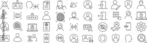 ベクターでモノクロのIDに関する線画アイコンセット
