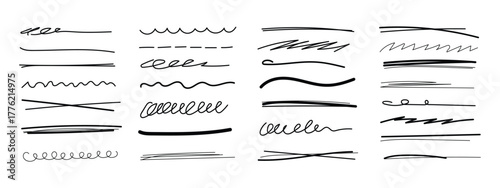 Wallpaper Mural Hand drawn line pen brush marker stroke underline icon vector set. doodle sketch pen brush stroke scribble underline symbol. vector illustration. Torontodigital.ca