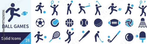 ベクターの球技スポーツに関するシルエットアイコンセット
