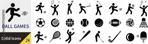 ベクターの球技スポーツに関するシルエットアイコンセット
