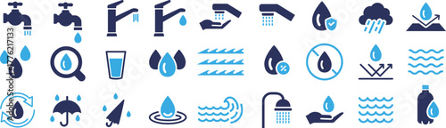 ベクターの水に関するシルエットアイコンセット
