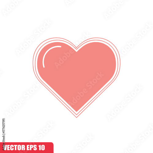 A salmon-colored heart shape with a double white outline, centered and facing forward. A simple, clean design for expressing love.