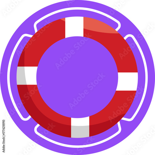 A circular flotation device used for water safety and rescue.