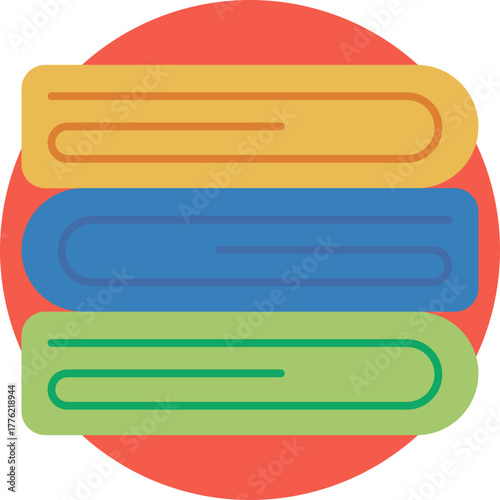 Folded or rolled towel, ready for poolside or water park use.