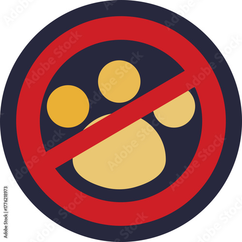 An icon featuring a pet paw inside a red circle with a slash, clearly communicating that animals are prohibited for safety and hygiene reasons.