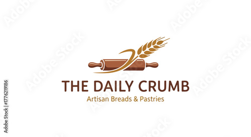 Bakery Crumb Breads Logo Vector – Cake Company and Pastry Shop Branding Design - Cake Shop Logo Vector – Bakery Homemade Bread Label and Dessert