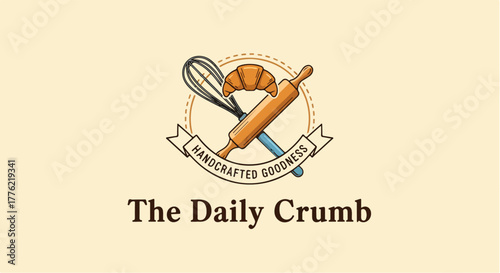 Bakery Pastry Logo Vector – Cake Company and Pastry Shop Branding Design - Cake Shop Logo Vector – Bakery Homemade Bread Label and Dessert