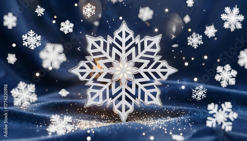 christmas snowflake on blue background
