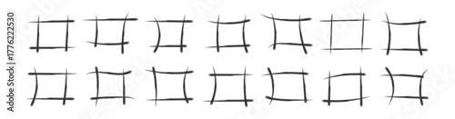 hand drawn Rectangle frame line. square shape outline on hand draw style. Squares vector set in sketch style. Frames line in hand drawn style. vector illustration. 