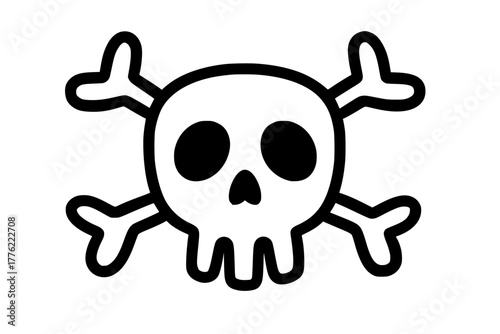 Skull and Crossbones Vector Isolated, Death Warning Illustration
