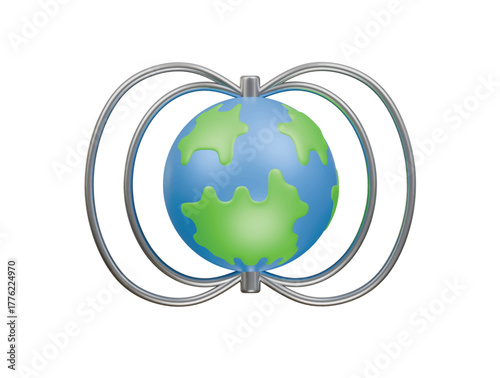 magnetic fields icon 3d illustration render