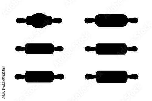 Rolling pins in various shapes for baking displayed on a clean background