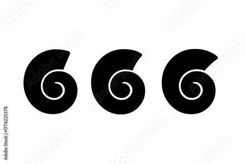 Unique spiral design featuring three black spiral shapes, ideal for modern art enthusiasts and graphic design lovers