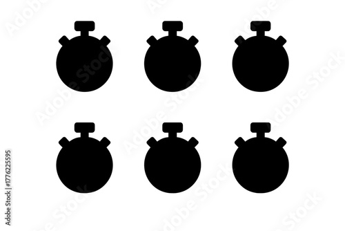 Stopwatches in various positions for timing activities or sports during competitions