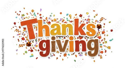 Thanksgiving Typography Design with Confetti
