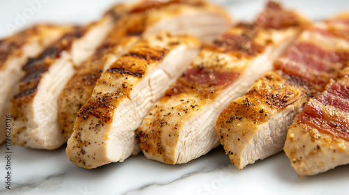 Wallpaper Mural Delicious sliced grilled chicken arranged artfully on a white plate. The chicken is seasoned with spices, giving it a flavorful crust. It's a perfect dish for a quick dinner. Torontodigital.ca