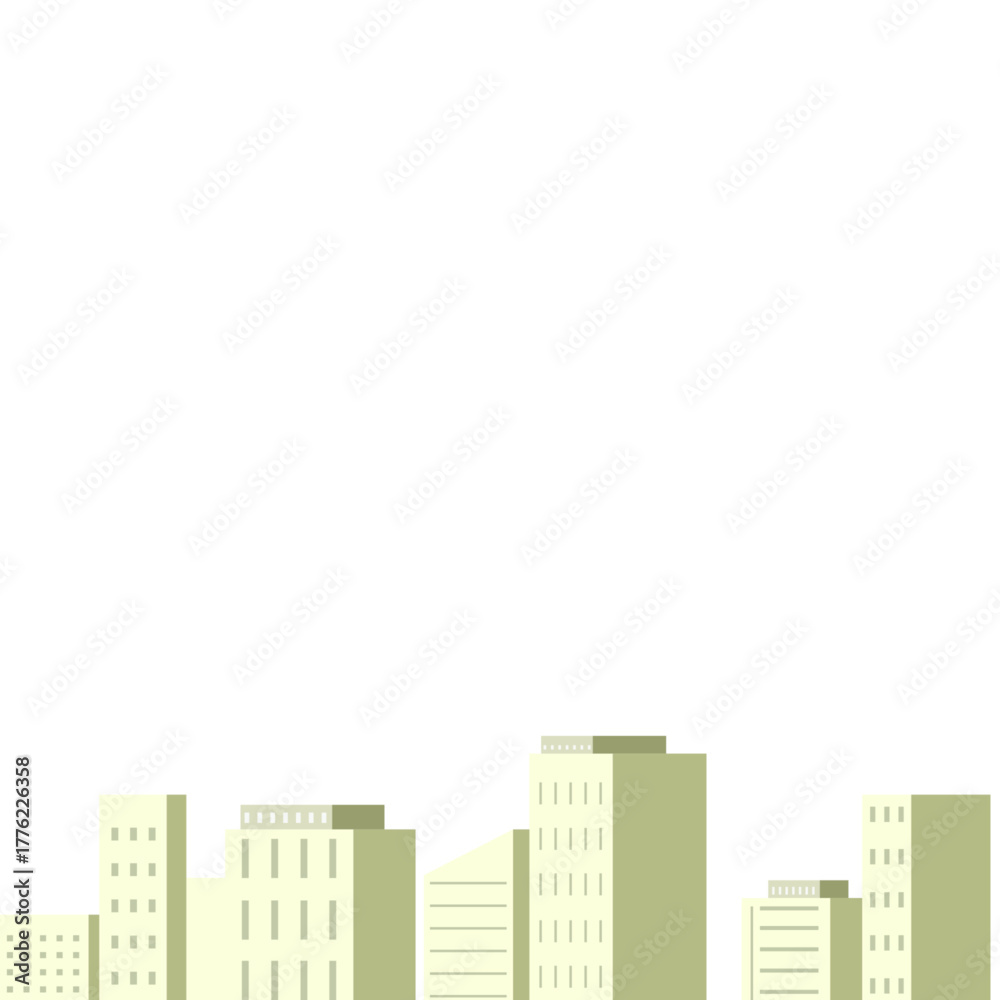 Naklejka premium Modern city skyline illustration with simple building shapes